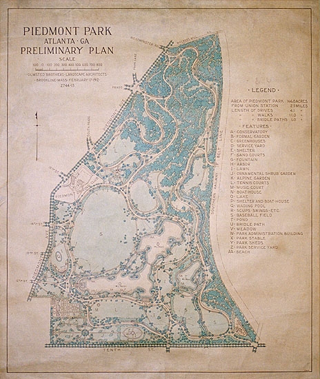 an image of the original plan for Piedmont Park