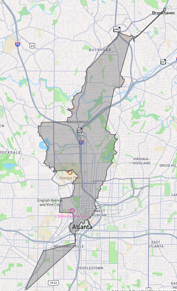 A shape on a map that is a bit too jagged to be useful