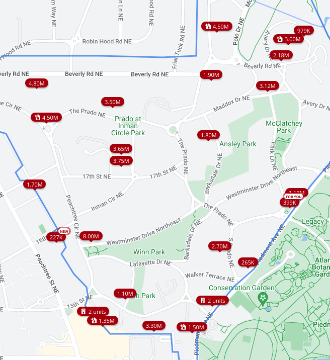 A screenshot of Ansley Park should outrageous home prices